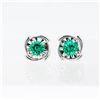 Image 1 : 18KWG 1.00ctw Lab-Created Emerald Stud Earrings