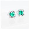 Image 2 : 18KWG 1.00ctw Lab-Created Emerald Stud Earrings