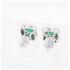 Image 4 : 18KWG 1.00ctw Lab-Created Emerald Stud Earrings