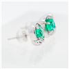 Image 5 : 18KWG 1.00ctw Lab-Created Emerald Stud Earrings