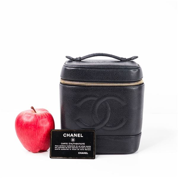 CHANEL CC Caviar Skin Vertical Vanity Bag w/COA
