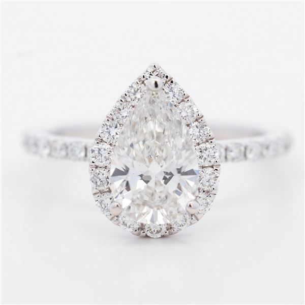 14KWG 1.50ctw Pear Brilliant/Halo Lab Diamond Engagement Ring, 4.25