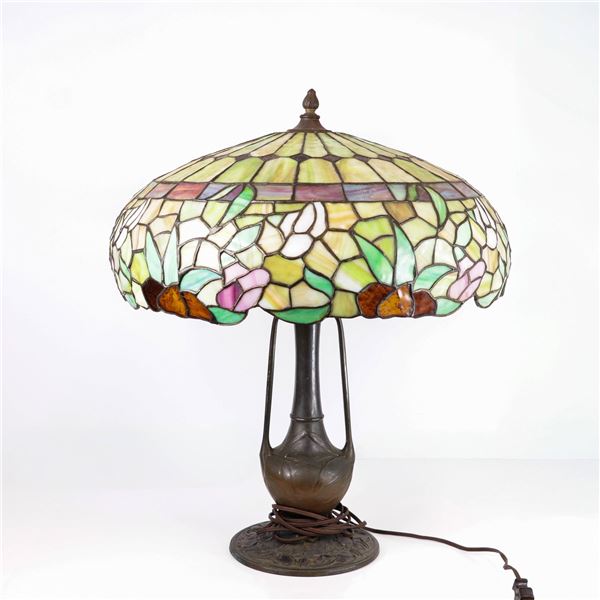 Vintage floral leaded lamp on original base