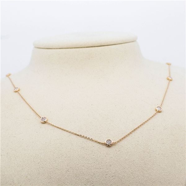 14KYG 0.68ctw Diamond Station Necklace, 18"