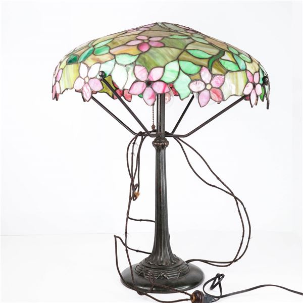 Antique Chicago Mosaic company leaded floral lamp
