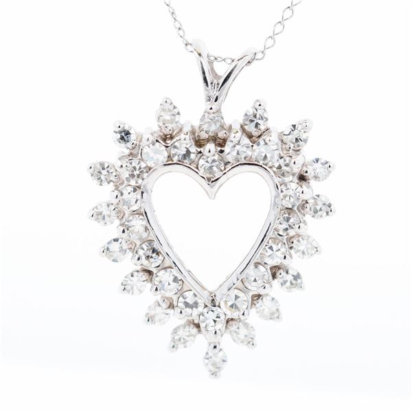 4.2 gram Heart Sunburst Necklace with Diamonds 14KYG
