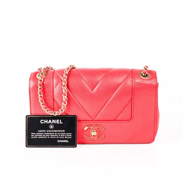 CHANEL 24 Series Mademoiselle V Flap Chain Bag w/Card