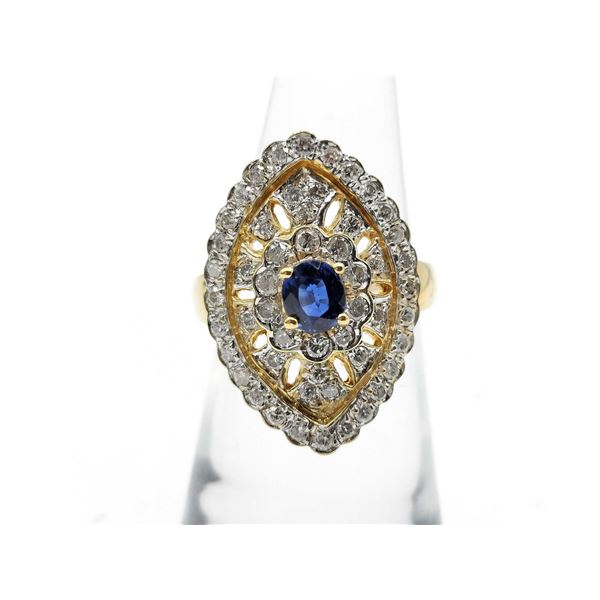 18KYG Important Estate Sapphire & Diamond Cocktail Ring, 5.75