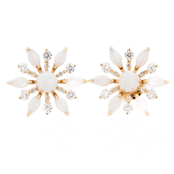 14KYG EFFY Diamond & Opal Sunburst Stud Earrings