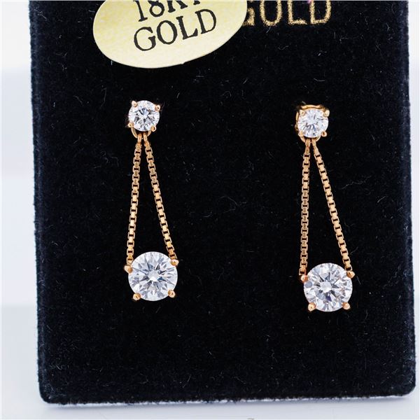 18KYG 1.84ctw Diamond Chain-Drop Earrings