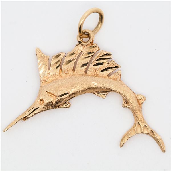 1.3 gram 14KYG Figural Swordfish Charm