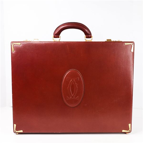 Cartier Bordeaux Leather Business Bag Attaché Case