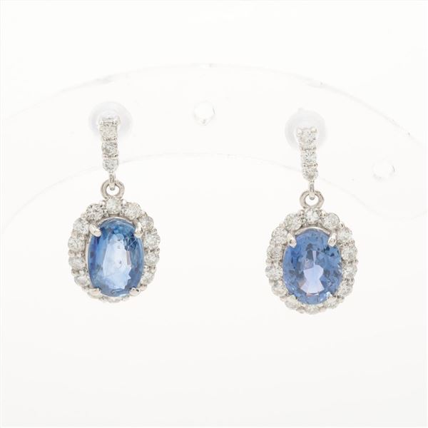 Plat. 2.83ctw Sapphire & Diamond Earrings