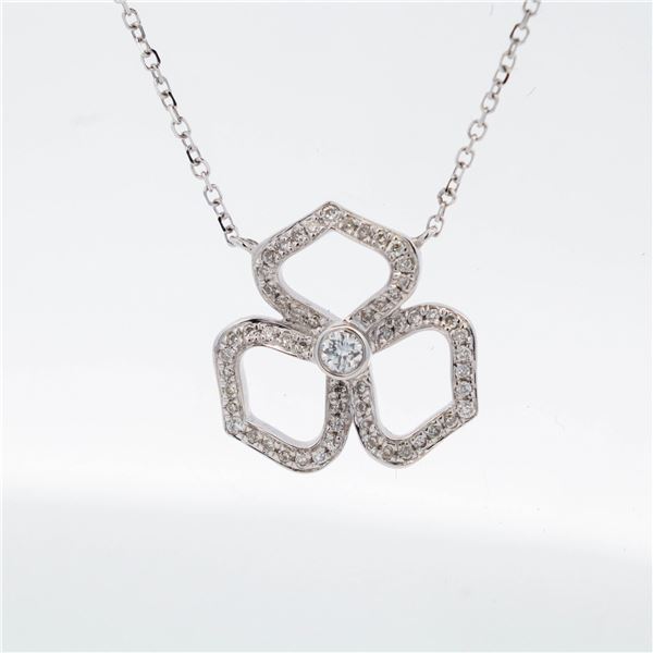 18KWG Diamond Three-Leaf Clover Necklace, 18?
