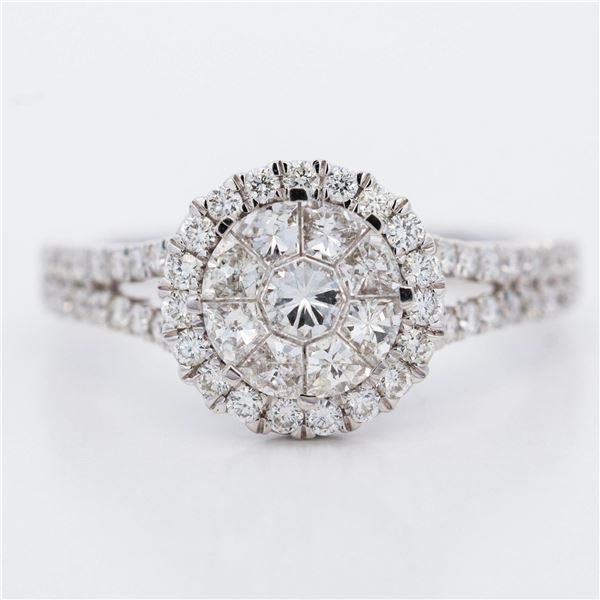 14KWG 1.00ctw Diamond Illusion-Cluster Halo Ring, 6.5