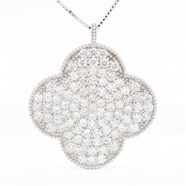PT900 5.00ctw Diamond Quatrefoil Pendant Necklace, 18"