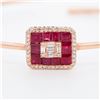 Image 2 : 14KRG 2.56ctw Ruby & Diamond Open-Cuff Bangle