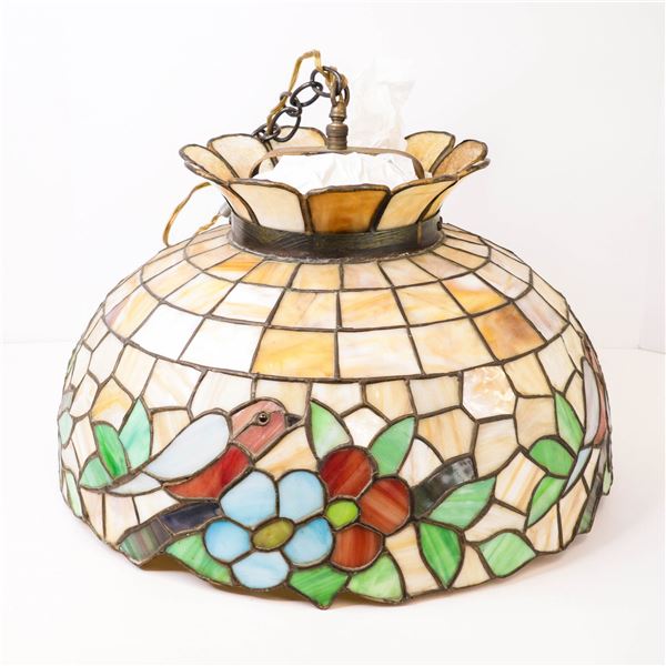 Leaded floral hanging shade.