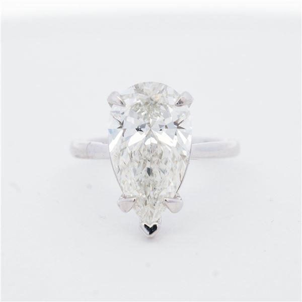 14KWG 5.33ct Lab Grown Pear Cut Diamond Ring, 7