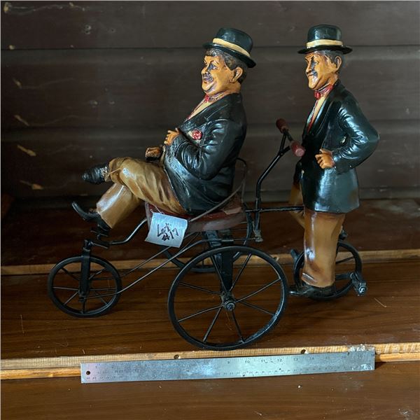 HOME DECOR LOT - LAUREL AND HARDY ON BICYCLE