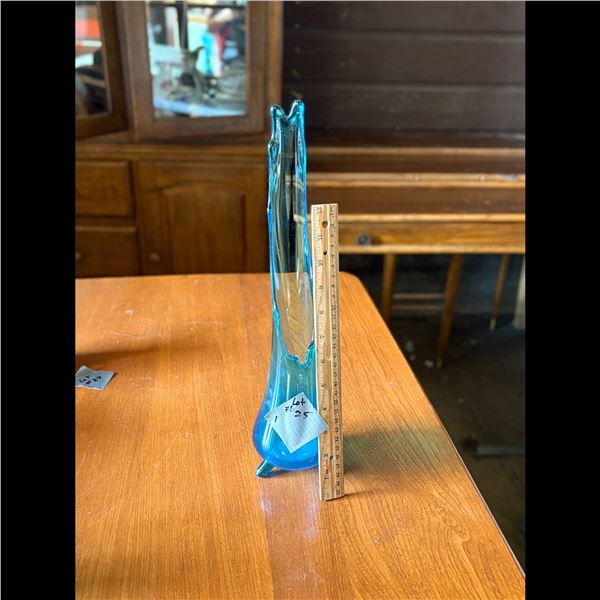 GLASS ART - TALL BLUE VASE