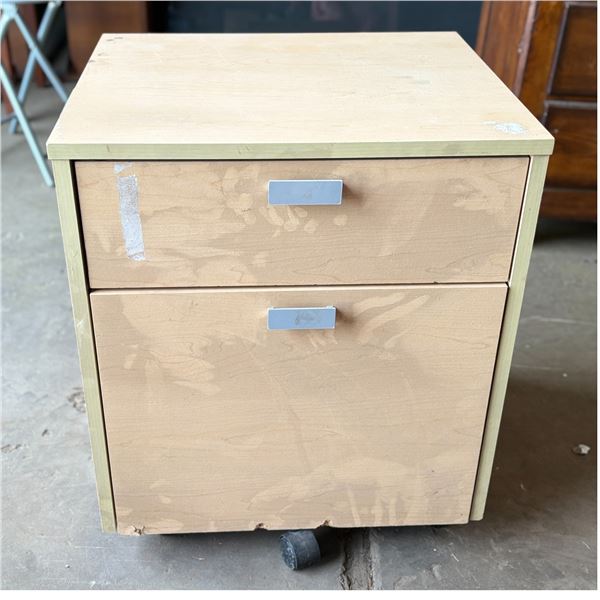 BIRCH 2 DRAWER CABINET ON WHEELS