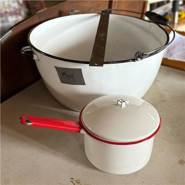 LOT OF 2 ENAMEL POTS / PANS