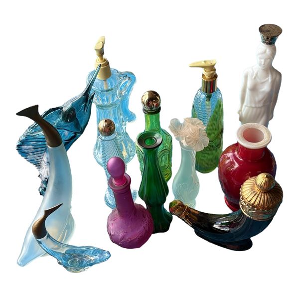 AVON - LOT OF TALL DECANTERS AND VASES