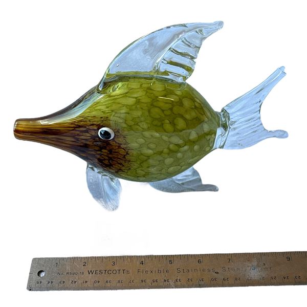GLASS ART - HAND BLOWN GREEN FISH