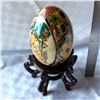 Image 1 : LARGE PORCELAIN PAINTED EGG WITH STAND