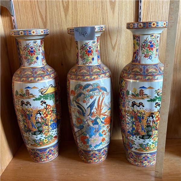 SET OF 3 LARGE ORIENTAL VASES