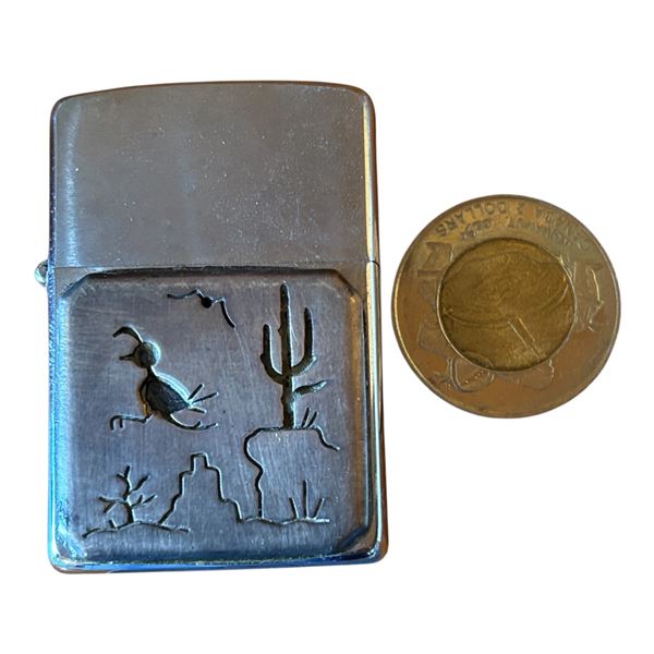 SILVER LIGHTER WITH SOUTHWEST ENGRAVED DESIGN
