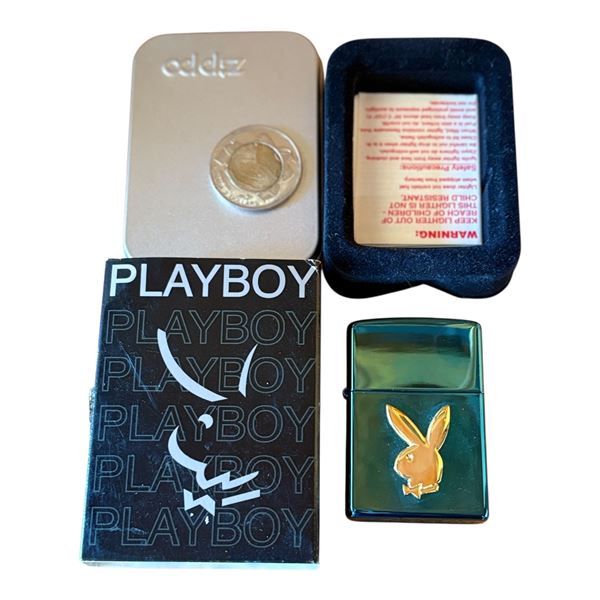 ZIPPO - PLAYBOY SYMBOL IN GOLD WITH BOX AND TIN