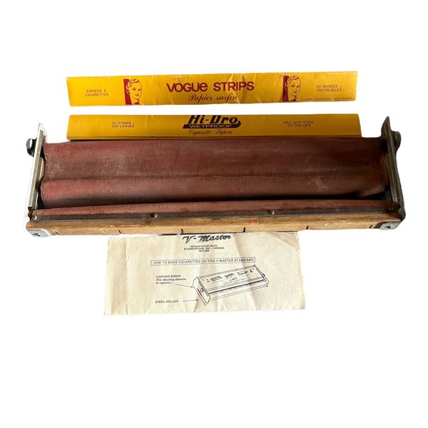 VINTAGE V-MASTER CIGARETTE ROLLING MACHINE WITH STRIPS
