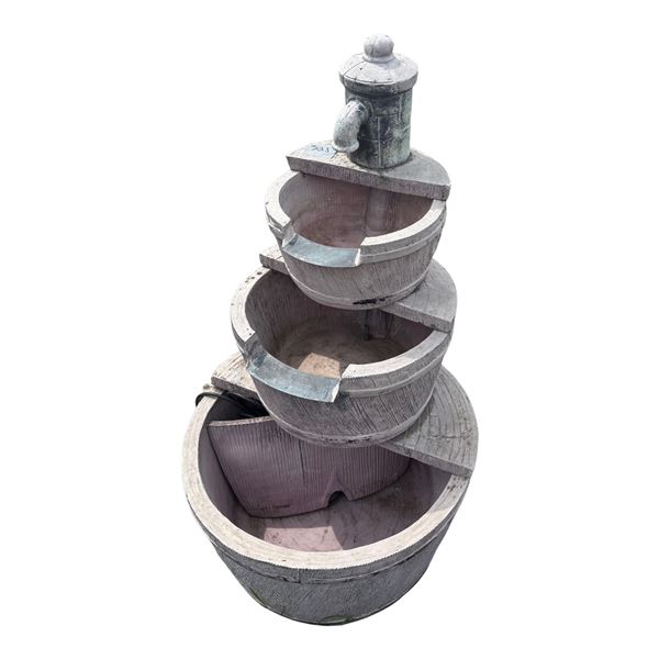 OUTDOOR DECOR - BARREL WATER FOUNTAIN WITH PUMP A