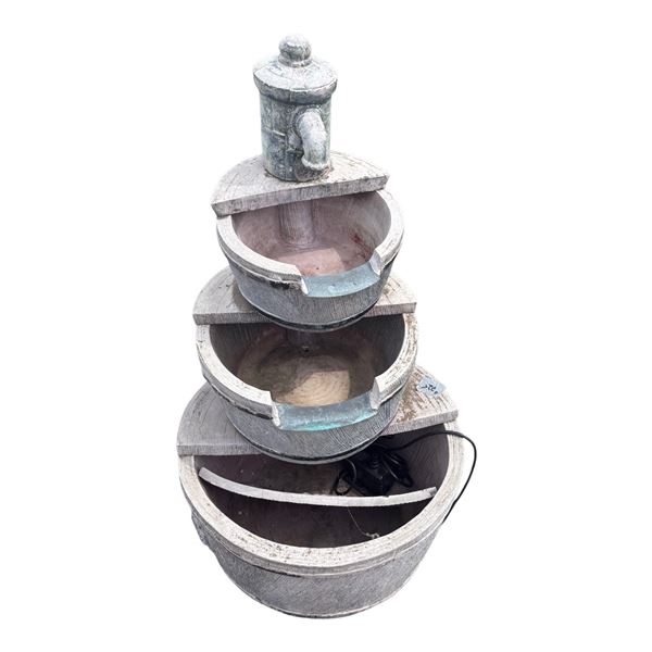 OUTDOOR DECOR - BARREL WATER FOUNTAIN WITH PUMP B
