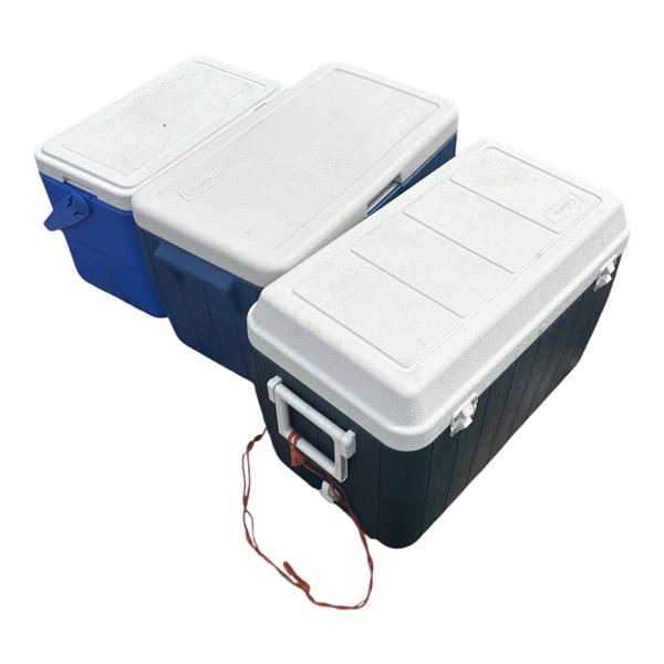 LOT OF 3 COLEMAN COOLERS