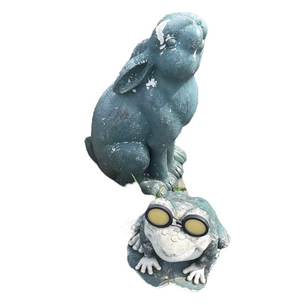 LOT OF 2 ANIMAL LAWN ORNAMENTS