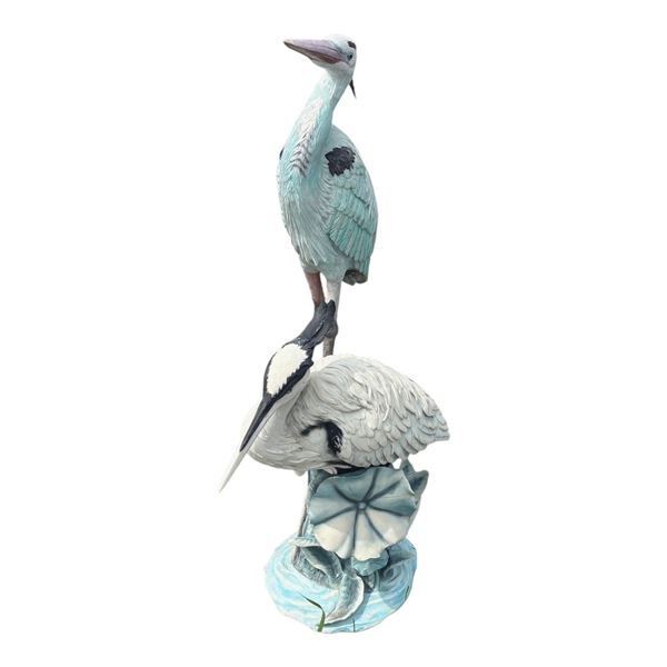 LOT OF 2 CRANES / HERONS LAWN ORNAMENTS