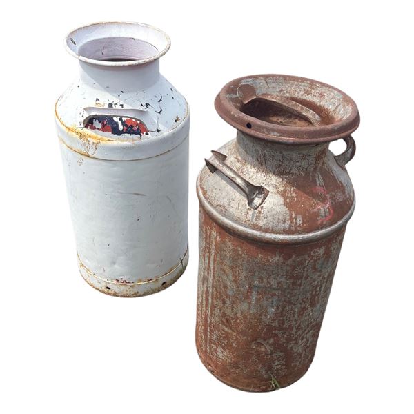 LOT OF 2 TALL VINTAGE CREAM CANS