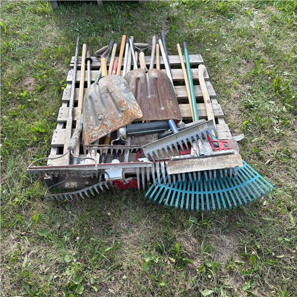 PALLET OF RAKES AND SHOVELS