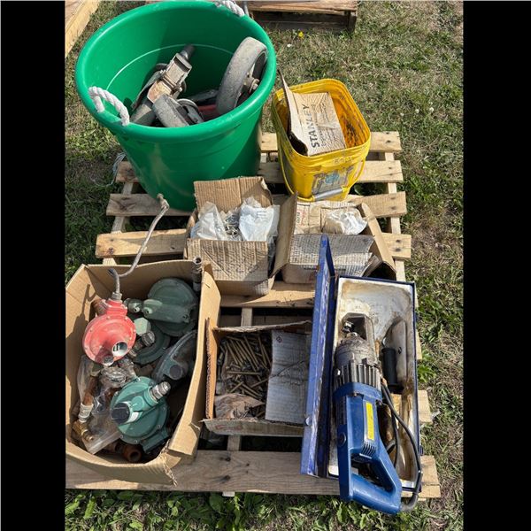 PALLET OF PROPANE REGULATORS AND FASTENERS