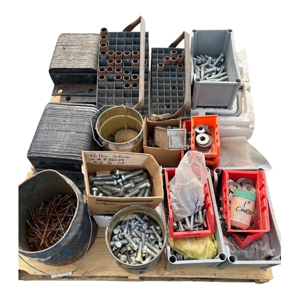 PALLET WITH NEW BOLTS AND MISC