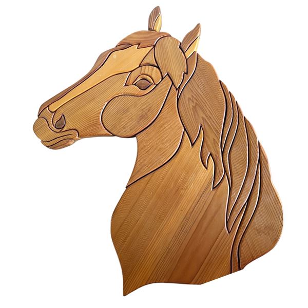 WALL HUNG WOOD CARVING OF HORSE