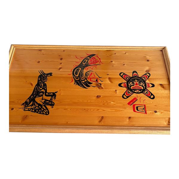 FRAMED INDIGENIOUS ART IMAGES ON WOOD BACKGROUND