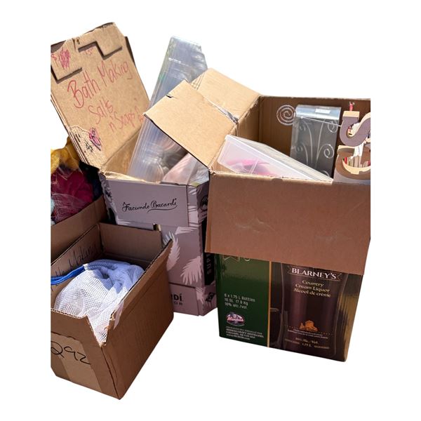 LOT OF FABRIC AND CANDLE MAKING SUPPLIES