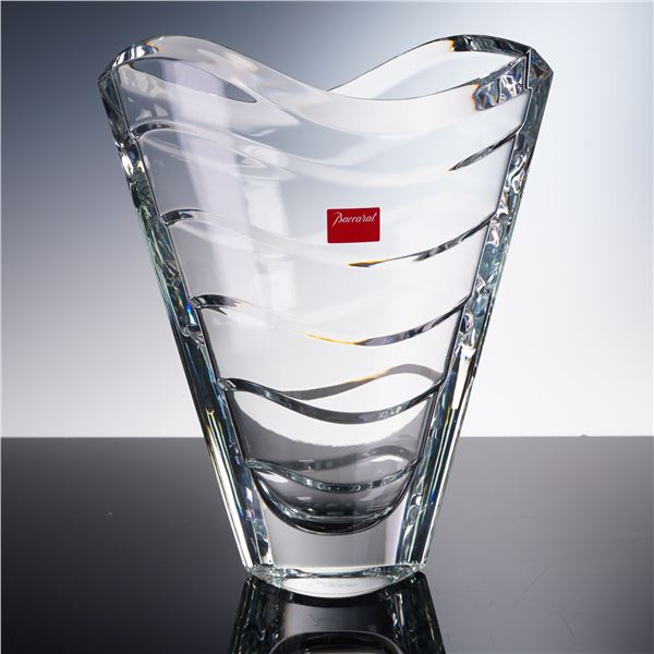 Baccarat Crystal Clear Wave Vase with Box