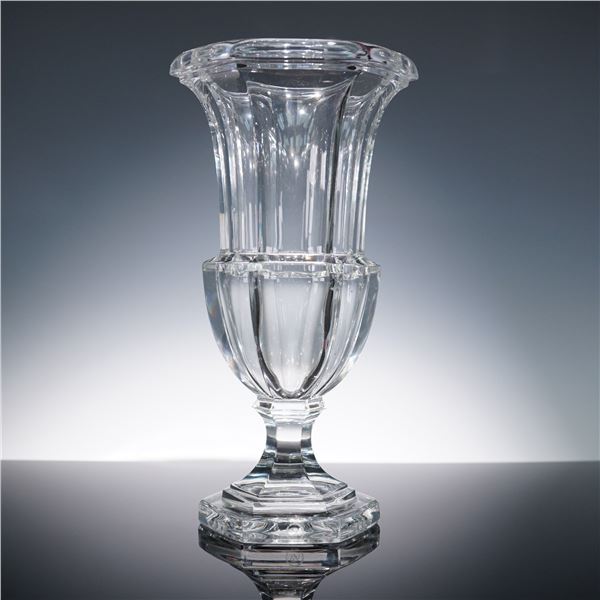 Faceted Crystal Vase with Hexagonal Foot