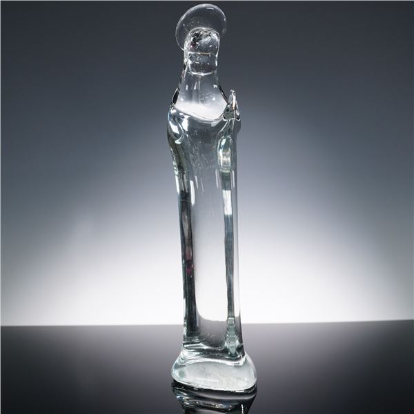 Modernist Clear Glass Madonna Sculpture