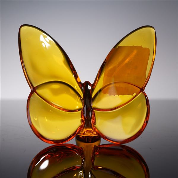 Baccarat Crystal Papillon Amber Butterfly Figurine